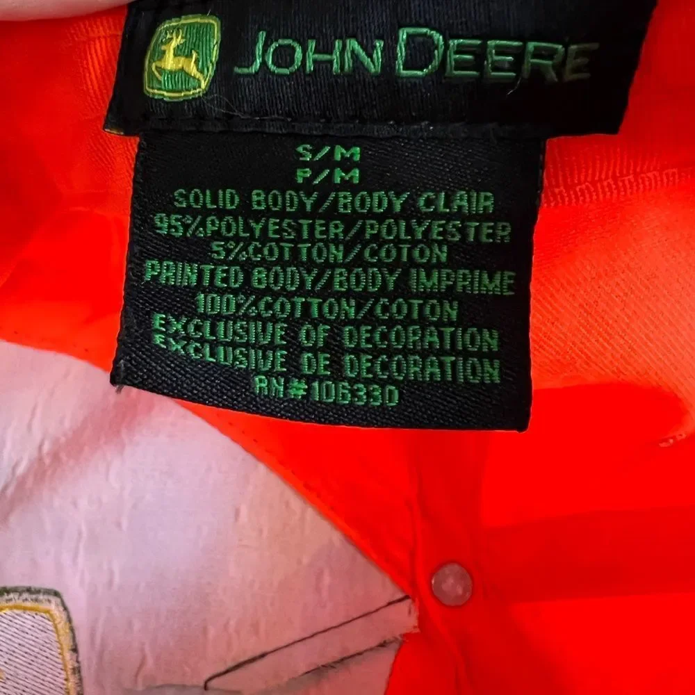 John Deere camo and hunter orange unisex‎ size small adjustable gorpcore hat